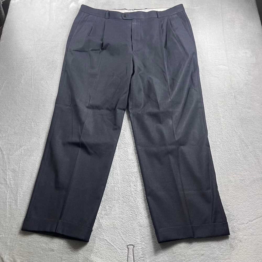 Zanella Bennett Mens 38 Blue Wool Blend Pleated Cuffed Dress Pants Made in Italy